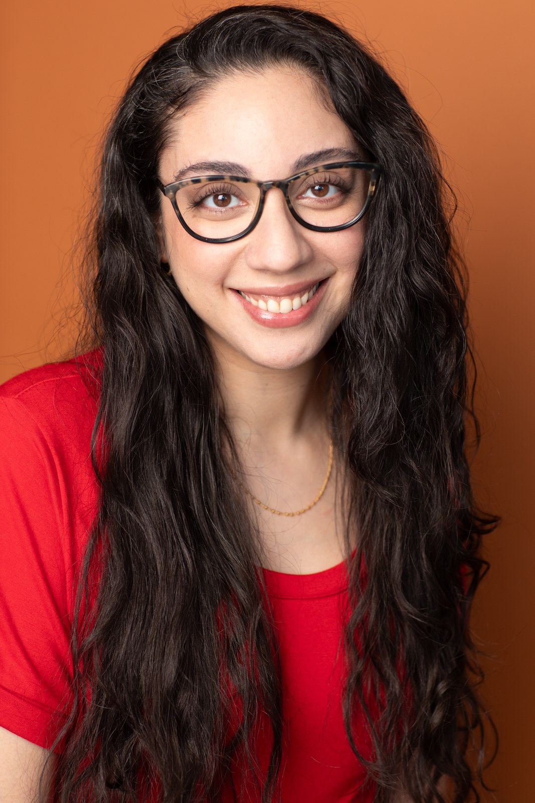 Jade Rain Vega — Red Tee & Glasses